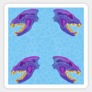 Diaphonized Hyena Skull Gold Teeth Blue Sticker